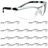 3M BX Safety Glasses, 20 Pair, ANSI Z87, Anti-Fog Anti-Scratch Clear Lens, Silver/Black Frame, Adjustable Length Temples and Lens Angle Clear Lens, Silver/Black Frame Pack of 20 Anti-fog, Anti-scratch