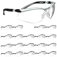 3M BX Safety Glasses, 20 Pair, ANSI Z87, Anti-Fog Anti-Scratch Clear Lens, Silver/Black Frame, Adjustable Length Temples and Lens Angle Clear Lens, Silver/Black Frame Pack of 20 Anti-fog, Anti-scratch