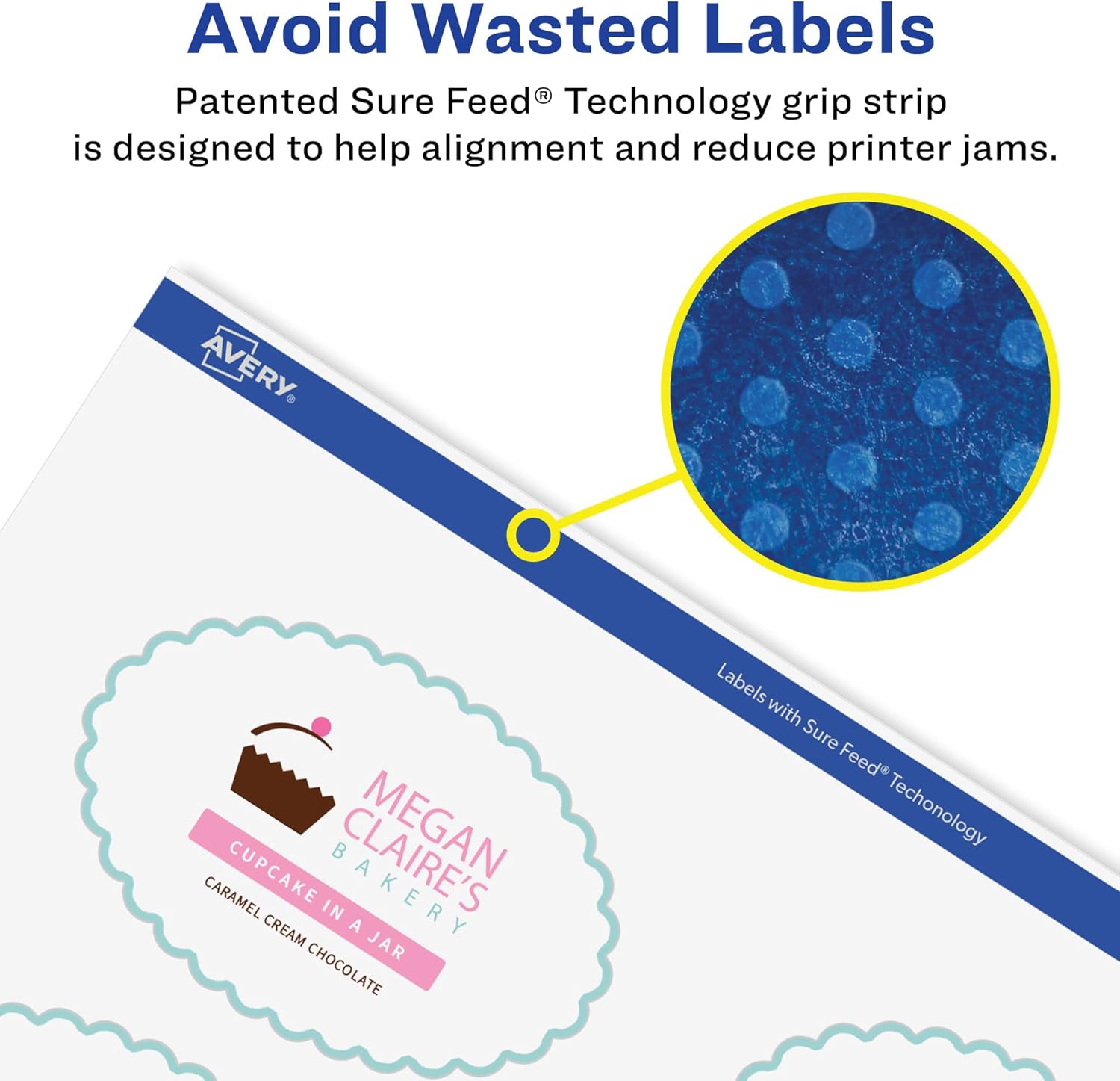 Avery Glossy Clear Oval Scalloped Labels, Sure Feed Technology, 2" x 3"