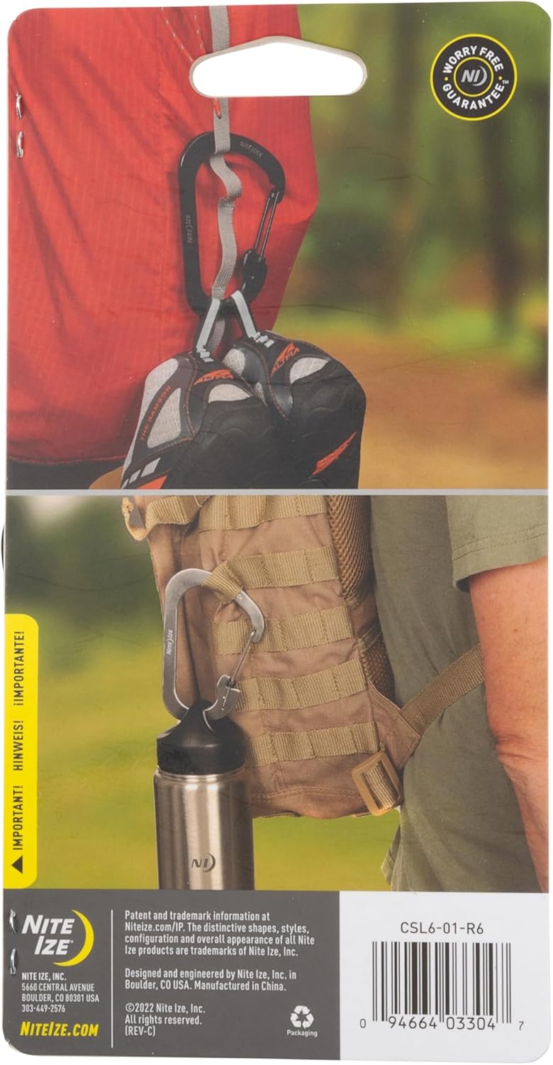 Nite Ize SlideLock Carabiner Stainless Steel 1 Count (Pack of 1) Black