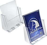 Azar Displays 2-Tier 4-Pocket Plastic Trifold Brochure Holder, 11-1/4inH x 9-1/4inW x 5inD, Clear