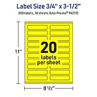 Avery Print-To-The-Edge Labels With Sure Feed Technology And Easy Peel, 94217, Rectangle, 3/4in x 3-1/2in, Matte Neon Yellow