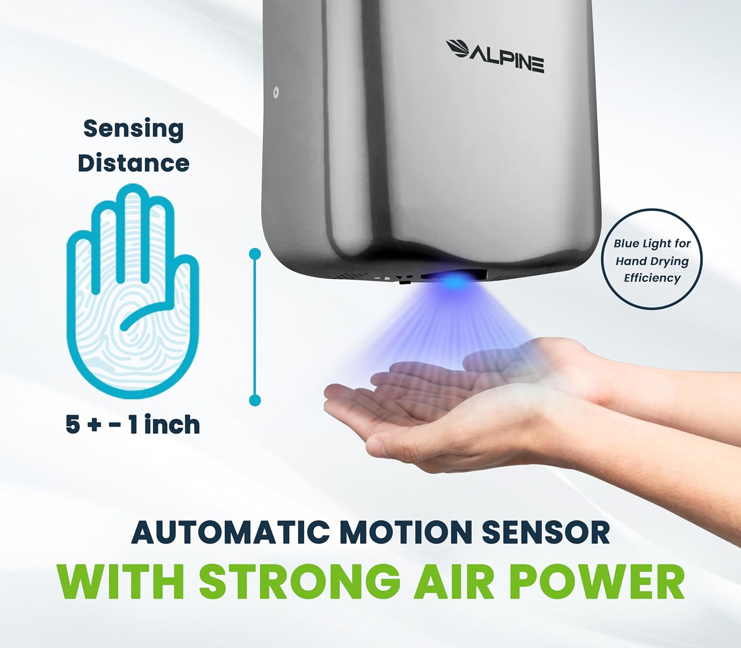 Alpine Hemlock Commercial Automatic High-Speed Stainless Steel Hand Dryer (110-120V)