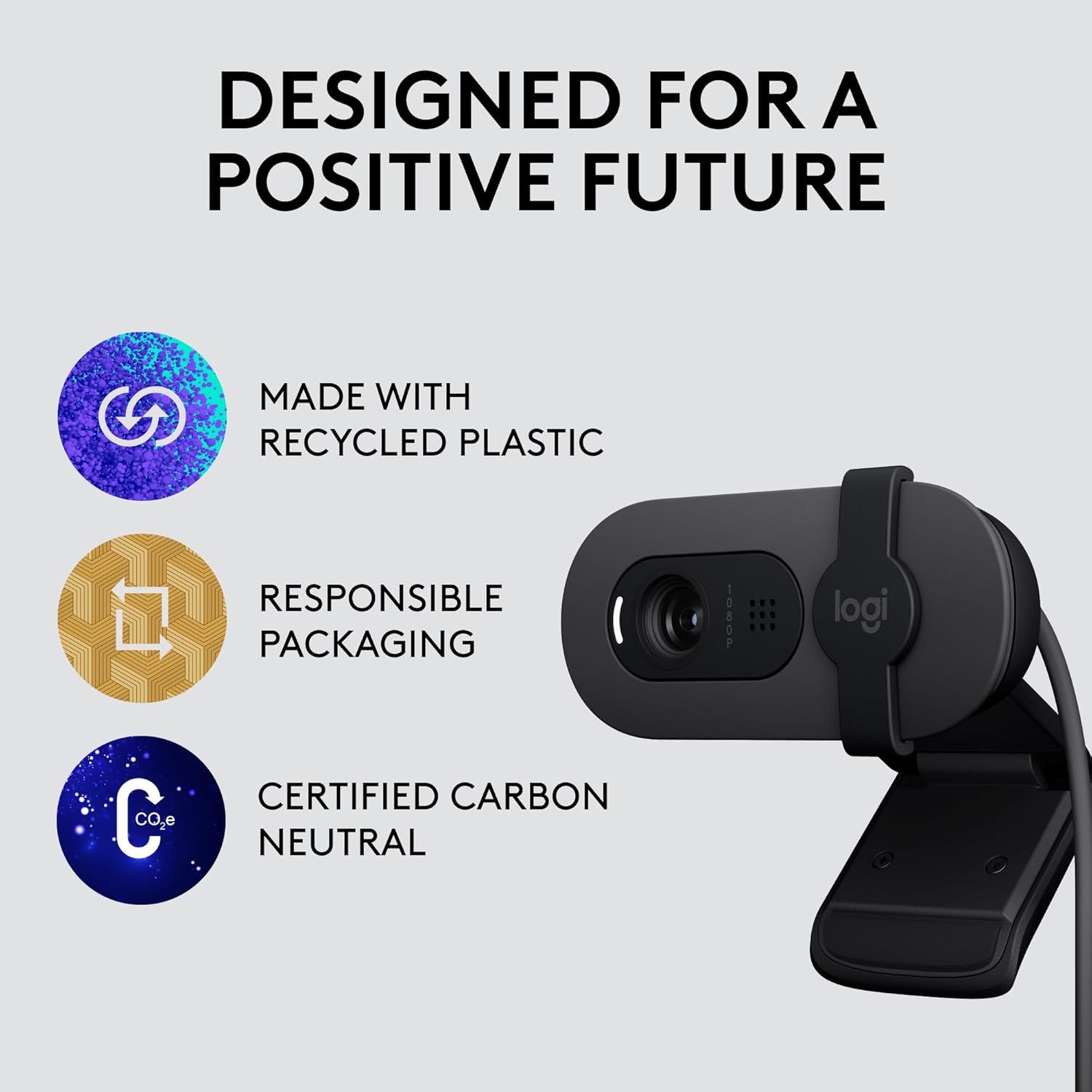 Logitech Brio 105 Full HD 1080p Business Webcam with Auto-Light Balance, USB-A, Privacy Shutter, Easy Set-Up