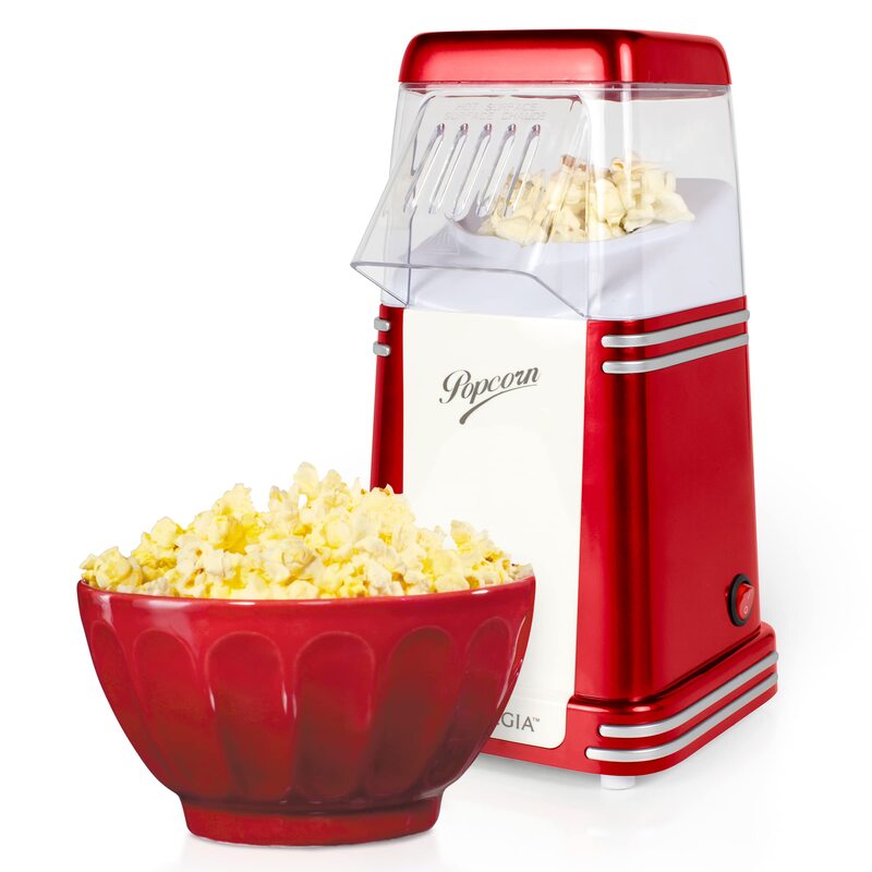 Nostalgia Hot-Air Electric Popcorn Maker, 8 Cups, Retro Red