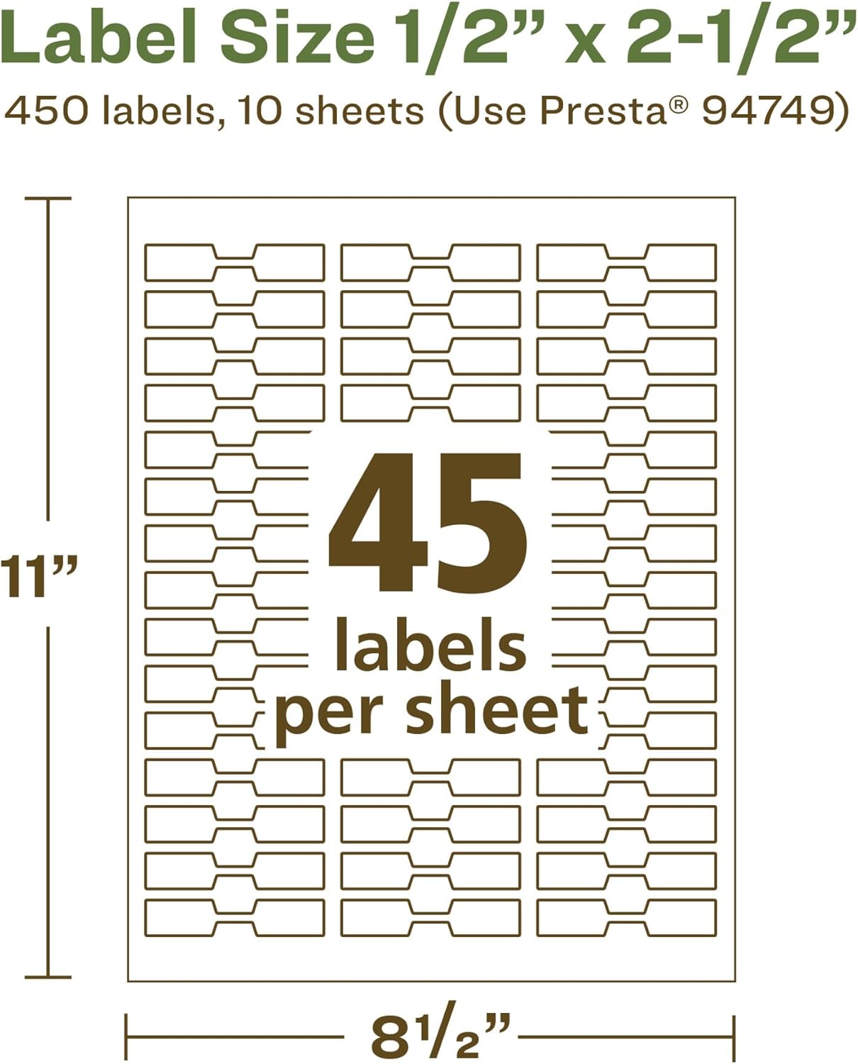 Avery EcoFriendly Matte White Recycled Barbell Labels 0.5 x 2.5