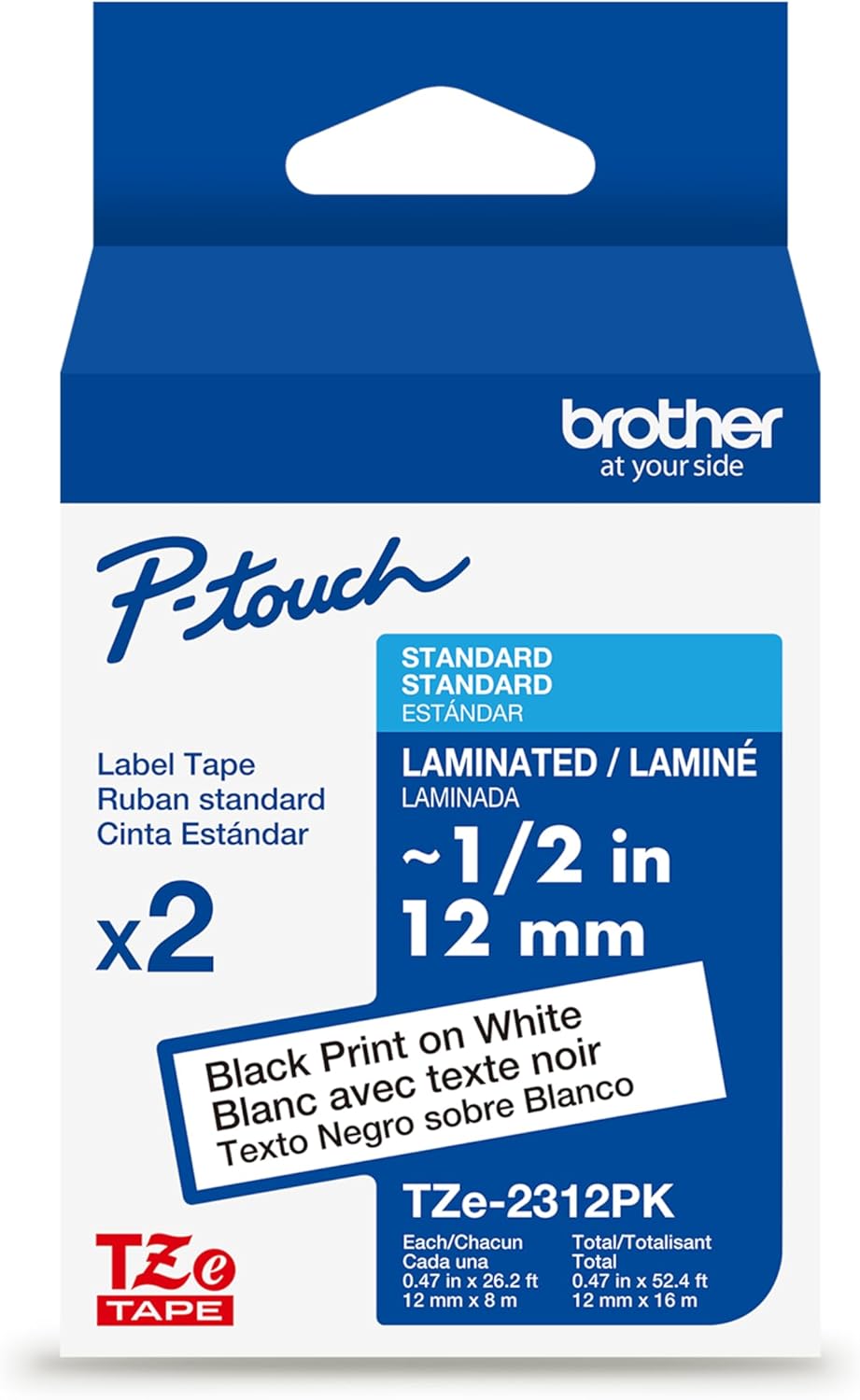 BROTHER Genuine TZe231 Laminated Label Tape 12mm Black on White