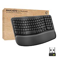 Logitech Wave Keys for Business, Wireless Ergonomic Keyboard with Cushioned Palm Rest, Secure Logi Bolt Technology, Bluetooth, Compatible with Windows/Mac/Chrome/Linux - Graphite One Size