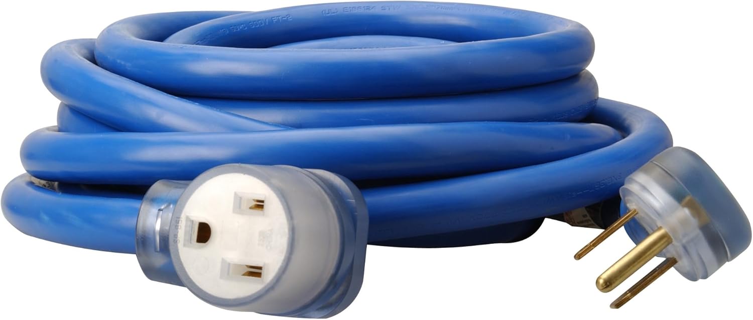 Southwire Extra Heavy Duty Extension Cord, 25Ft, 8 Gauge, 40 AMP, 250 Volt, Welding Cord, STW, Blue, 19178806 25 ft