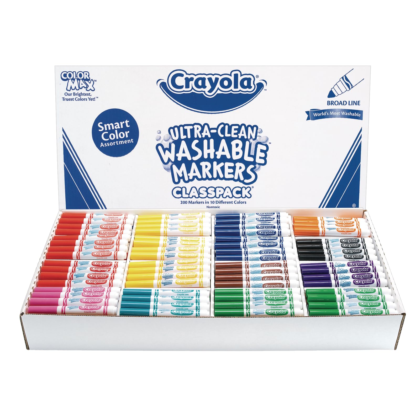 Crayola Exclusive Smart Color Ultra-Clean Washable Marker Classpack, Set of 200, Washable Markers for Kids