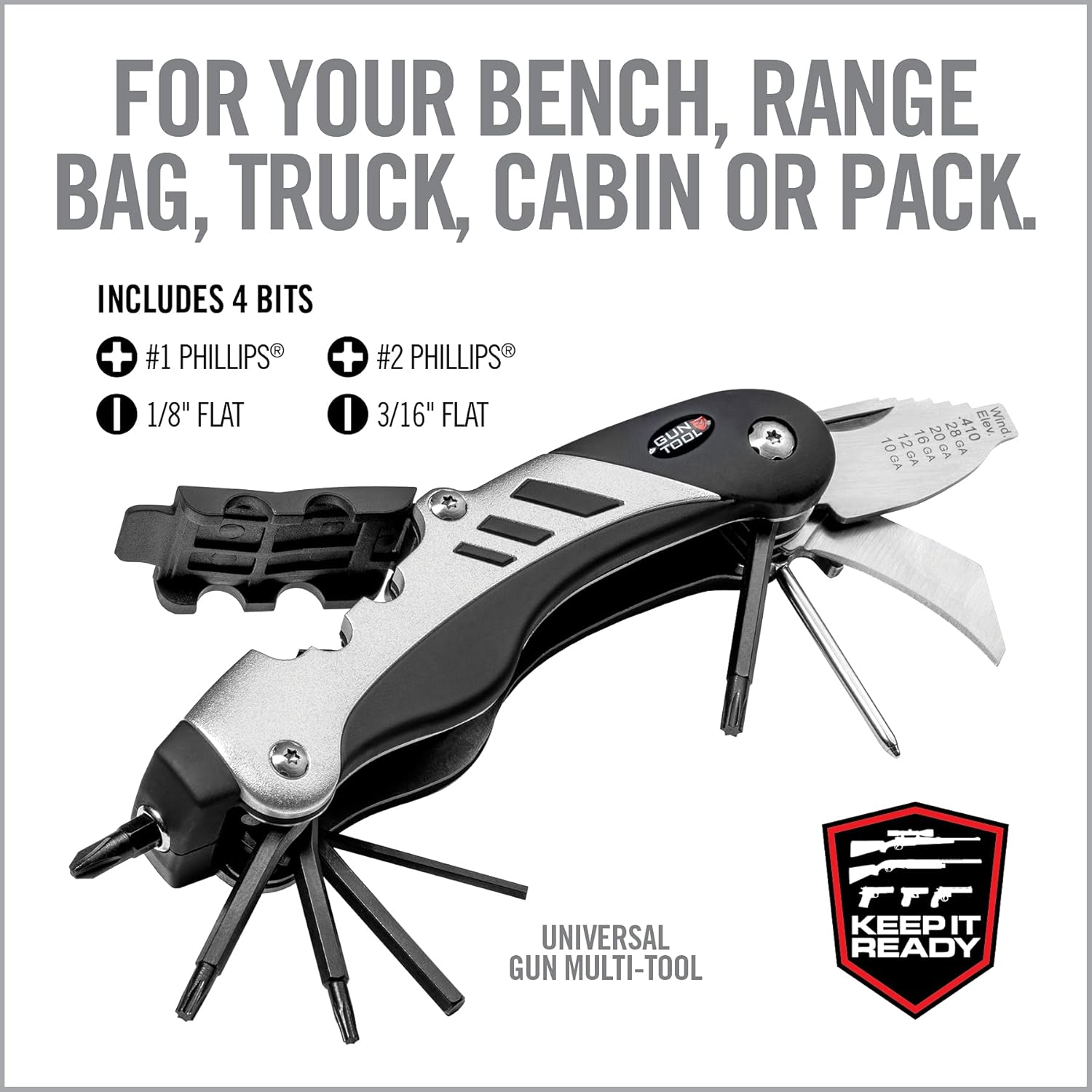 Real Avid Gun Tool - 18-In-1 Gunsmithing Shotgun & Rifle Multi Tool - Bit Driver, Torq Bits, Choke Tube Wrench, Allen Wrench