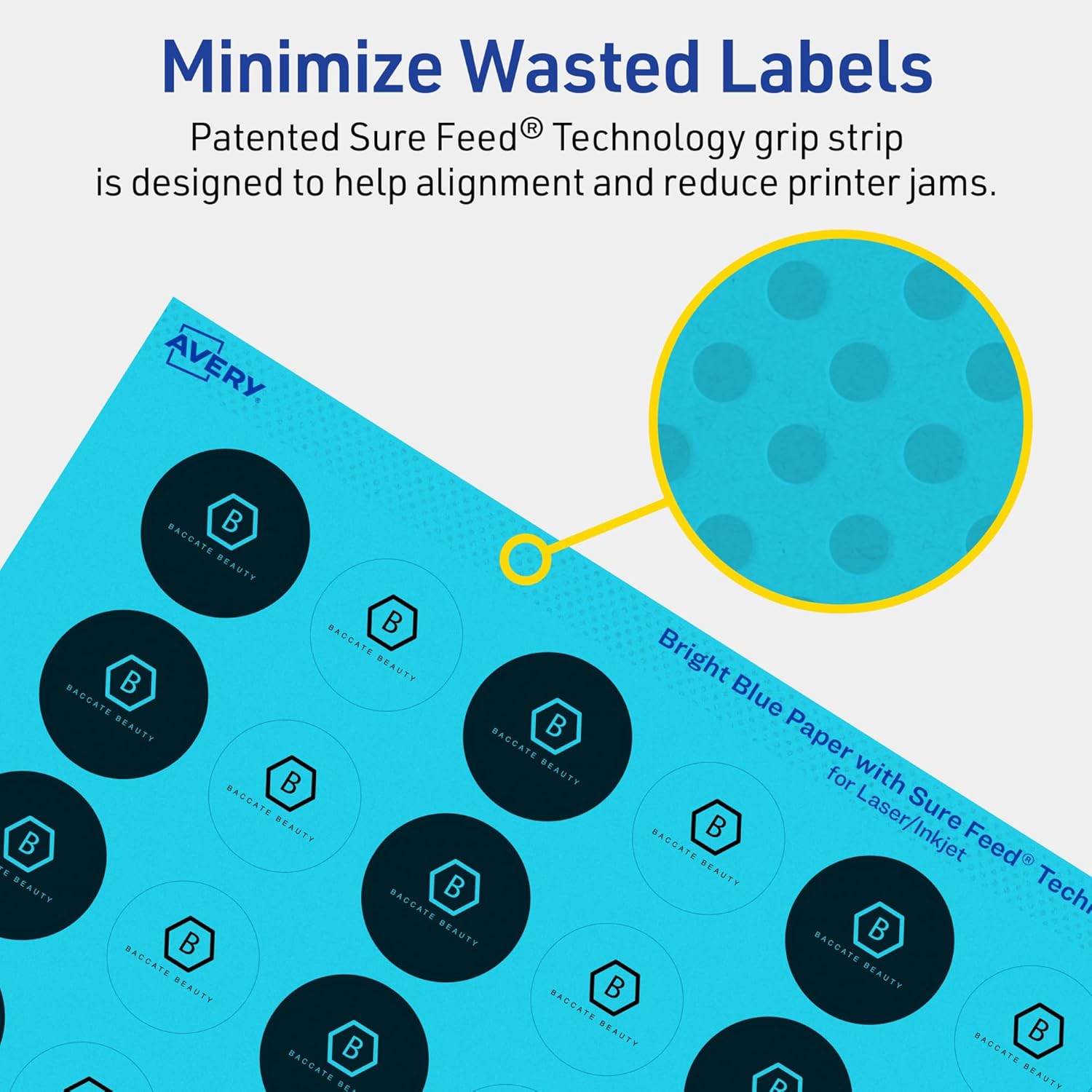 Avery Printable Round Labels, Sure Feed Technology, 1" Diameter, Bright Blue, Print-to-The-Edge, Laser/Inkjet