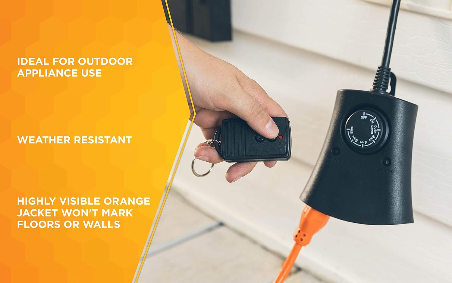 Heavy Duty Outdoor vinyl Power Extension Cord SJTW, Orange, 16/3, 100 FT. 100-Feet