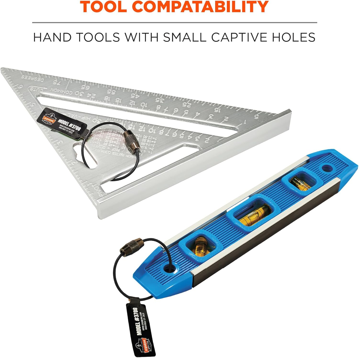 Ergodyne Squids 3708 Wire Cable Loop Tool Tethering Attachment, Screw Gate Opening, Weight Rating 3lbs, 6-Pack