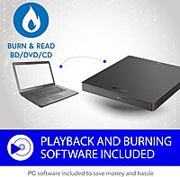 BUFFALO MediaStation 6X Portable Type-C USB 3.2 (Gen 1) Blu-ray Drive/External, Plays and Burns Blu-Rays, DVDs