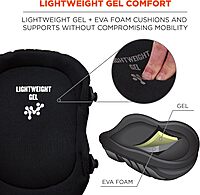 Ergodyne ProFlex 347 Professional Knee Pads, Protective Long Cap, Lighweight Gel Padded Technology, Adjustable Straps, Black