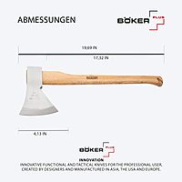 BÖKER PLUS® Appalachian Axe - Professional Bushcraft, Outdoor & Survival Axe - large carbon axe with hickory wood handle - professional camping axe with rhenish head 21.16 oz made of carbon steel 1055