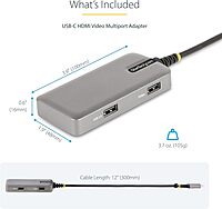 StarTech.com USB-C Multiport Adapter, 4K 60Hz HDMI withHDR, 3-Port USB Hub, 100W Power Delivery Pass-Through