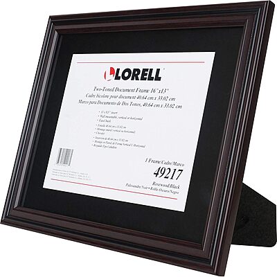 Lorell 2-toned Certificate Frame - 13in x 16in Frame Size - Holds 8.50in x 11in Insert - Rectangle - Desktop - Horizontal, Vertical - Rosewood - 1 Each