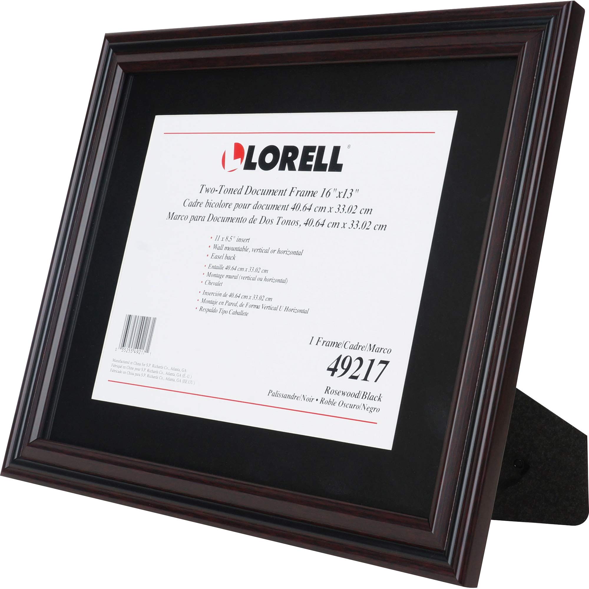 Lorell 2-toned Certificate Frame - 13in x 16in Frame Size - Holds 8.50in x 11in Insert - Rectangle - Desktop - Horizontal, Vertical - Rosewood - 1 Each
