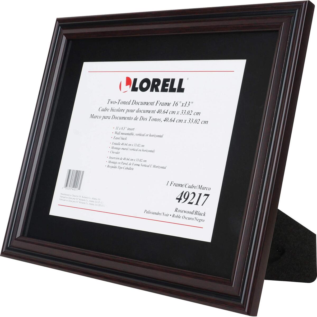 Lorell 2-toned Certificate Frame - 13in x 16in Frame Size - Holds 8.50in x 11in Insert - Rectangle - Desktop - Horizontal, Vertical - Rosewood - 1 Each