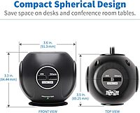 Tripp Lite Surge Protector 3-Outlet Spherical Surge Protector, 4 USB Ports (4.8A Shared) - 6-ft. (1.83 m) Cord, 5-15P Plug