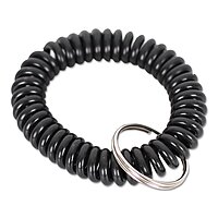 Universal Wrist Coil Plus Key Ring, Plastic, Black, 6/Pack