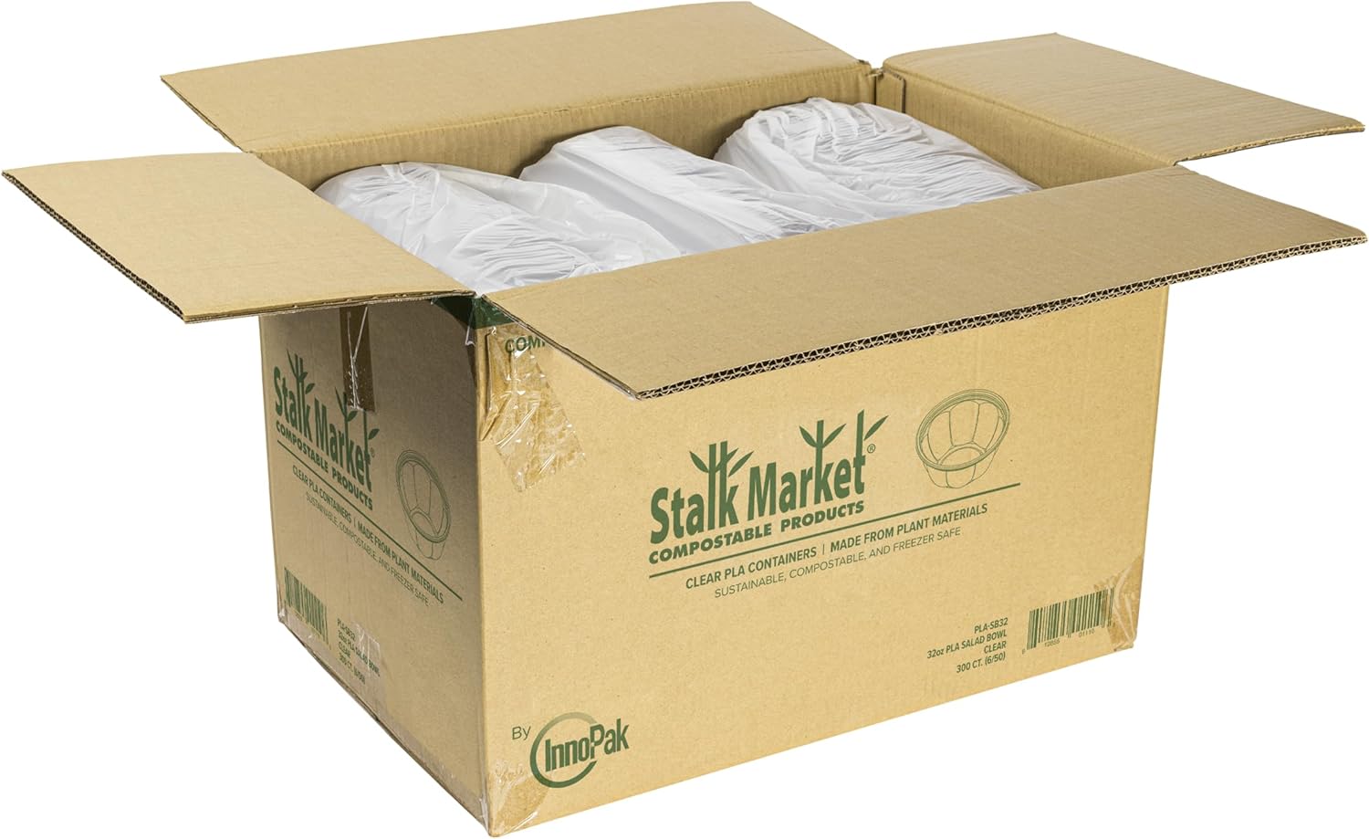 STALKMARKET Jaya 100% Compostable Clear PLA Salad Bowls & Lids