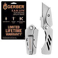 Gerber Gear EAB Lite Utility Pocket Knife Box Cutter Blade with Money Clip - 1.5" Blade Length Folding Knife - EDC Gear and Equipment - Stainless Steel