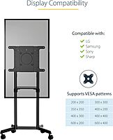 StarTech.com Mobile TV Cart - Portable Rolling TV Stand for 37-70" VESA Display (154lb/70kg)