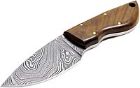 BucknBear Custom Handmade Fixed Blade Damascus Mini Skinner Knife (Walnut Wood handle)
