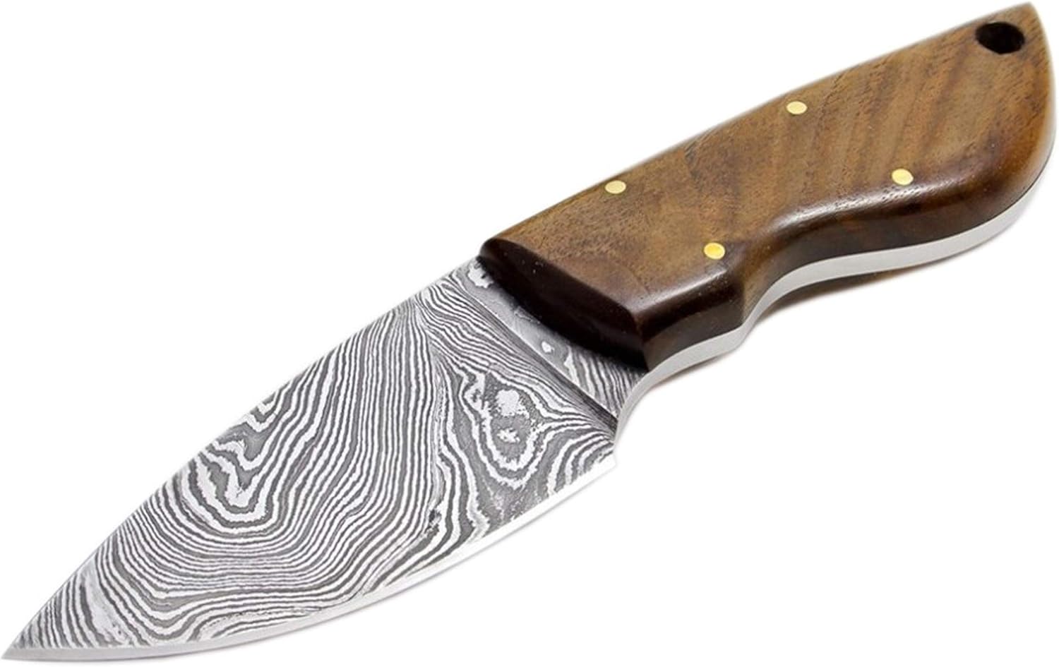 BucknBear Custom Handmade Fixed Blade Damascus Mini Skinner Knife (Walnut Wood handle)