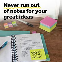 Post-it Notes Cube, 3 in. x 3 in., Bright Colors, Power Pink, Aqua Splash, Acid Lime, 400 Sheets/Cube, 1 Cube/Pack