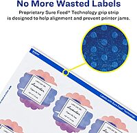 Avery Matte White Round Scalloped Labels, Sure Feed Technology, 2.5" Diameter