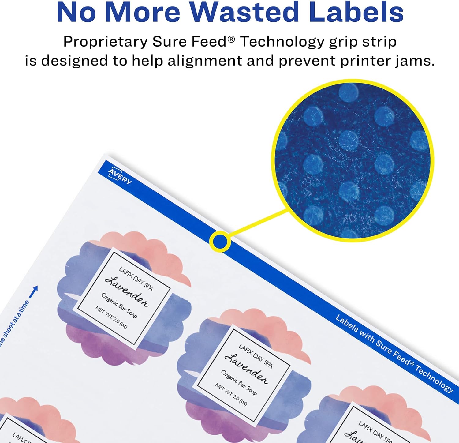 Avery Matte White Round Scalloped Labels, Sure Feed Technology, 2.5" Diameter