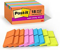 Post-it Super Sticky Notes, 18 Sticky Note Pads, 1 7/8 x 1 7/8 in., Energy Boost Collection