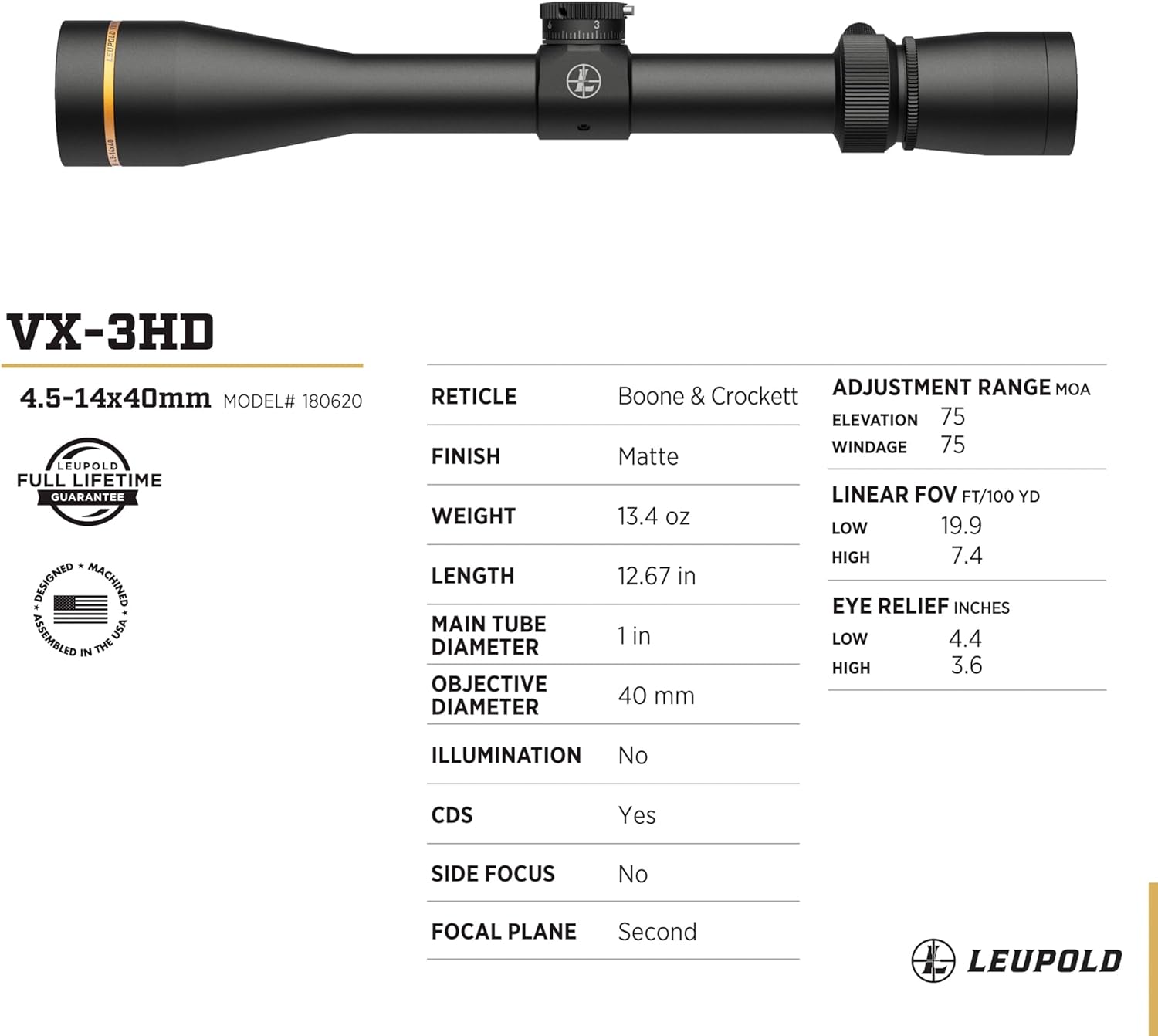 Leupold VX-3HD Riflescope with CDS-ZL ZeroLock Dial