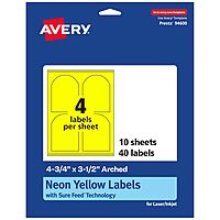 Avery Printable Arched Labels, Sure Feed Technology, 4.75" x 3.5", Neon Yellow Labels, Print-to-The-Edge, Laser/Inkjet Printable, 40 Total, Great for Shipping and Wine Bottles 40 labels