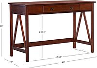 Linon Rockport 46inW Home Office Writing Desk, Antique Tobacco