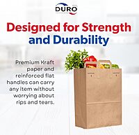 Duro 70# Large Brown Paper Shopping Bags with Handles Bulk, 300 Pcs 12x7x17 - Heavy Duty Restaurant Takeout/To Go Bags, Delis, & Retail Merchandise 1 Count (Pack of 300)
