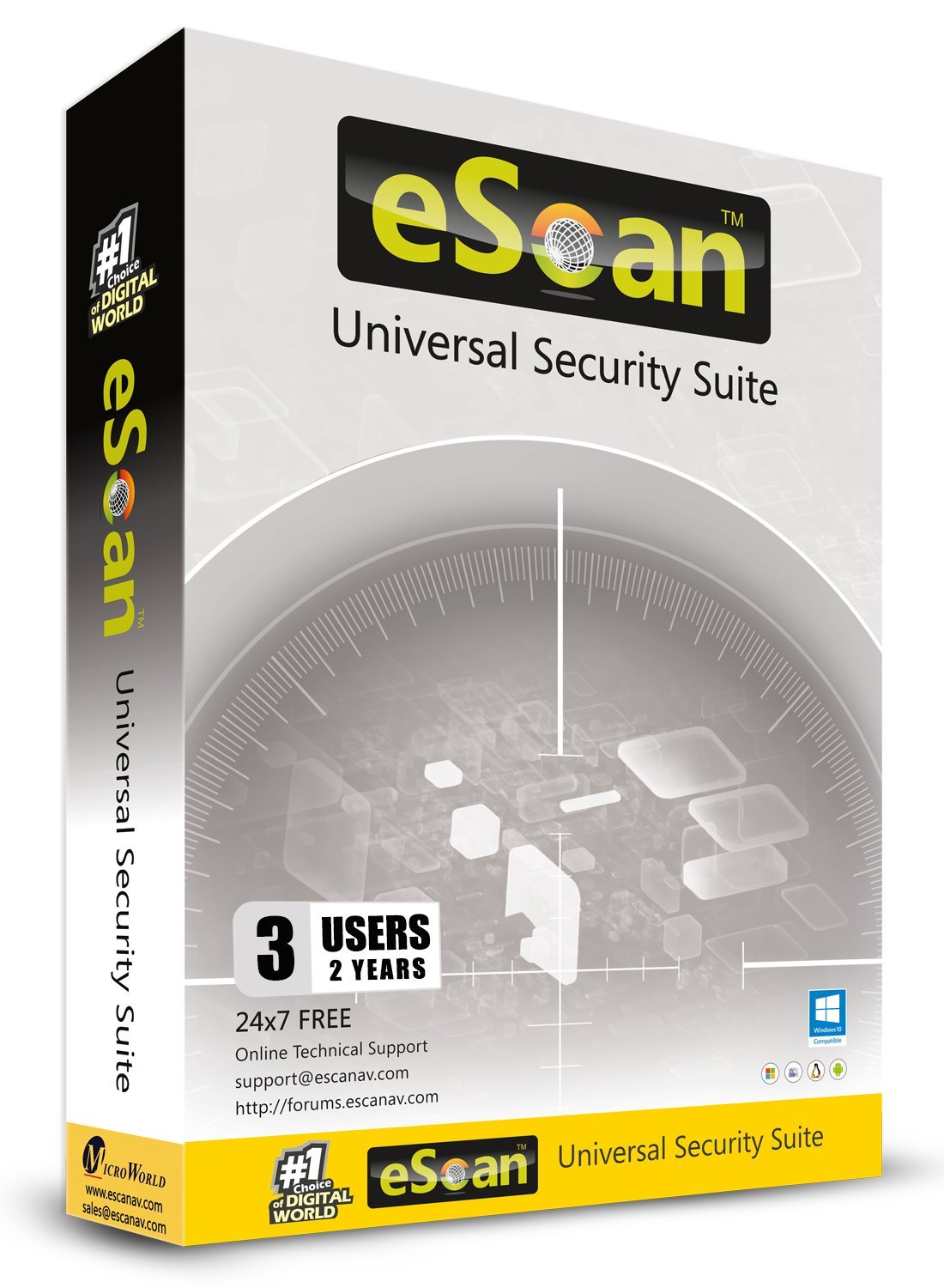eScan Universal Security Suite unlimited security [any 3 device 2 Years] platform faster On-Demand scanning PC Cloud Backup