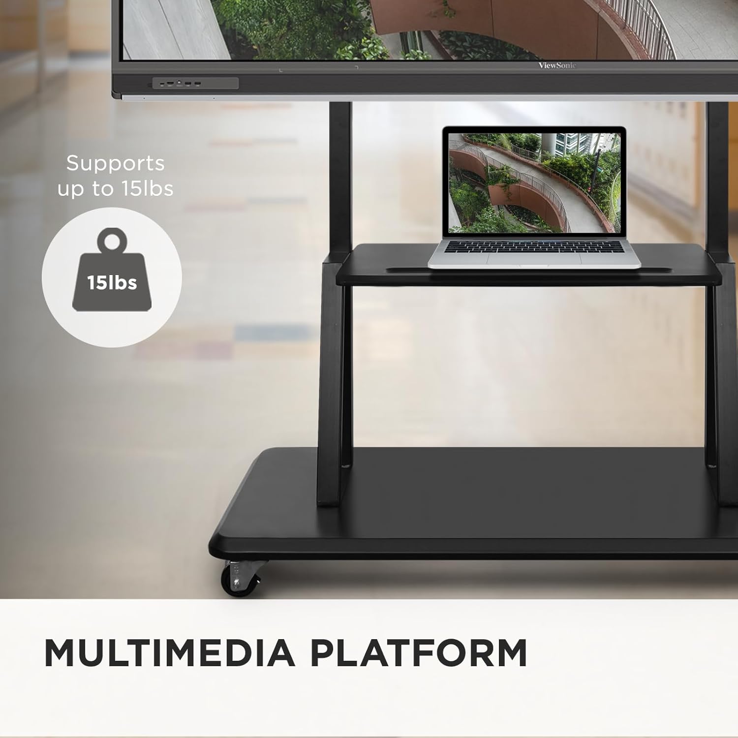 ViewSonic VB-STND-001 Universal Display Cart for 55 to 86 inch Screens up to 265 lbs