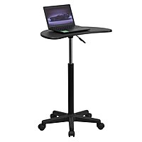 Flash Furniture Eve Sit to Stand Mobile Laptop Desk/Speaker's Lectern with Wheels