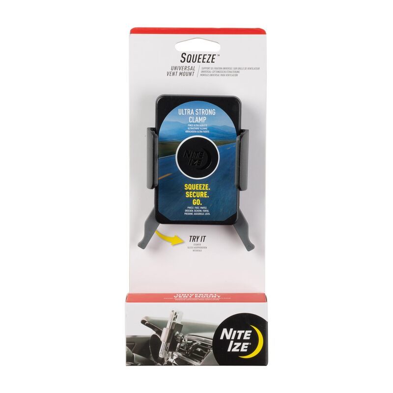 Nite Ize Squeeze Universal Vent Mount - Phone Mount for Car Vent - Sturdy Phone Mount & Holder with Ball Joint - Black