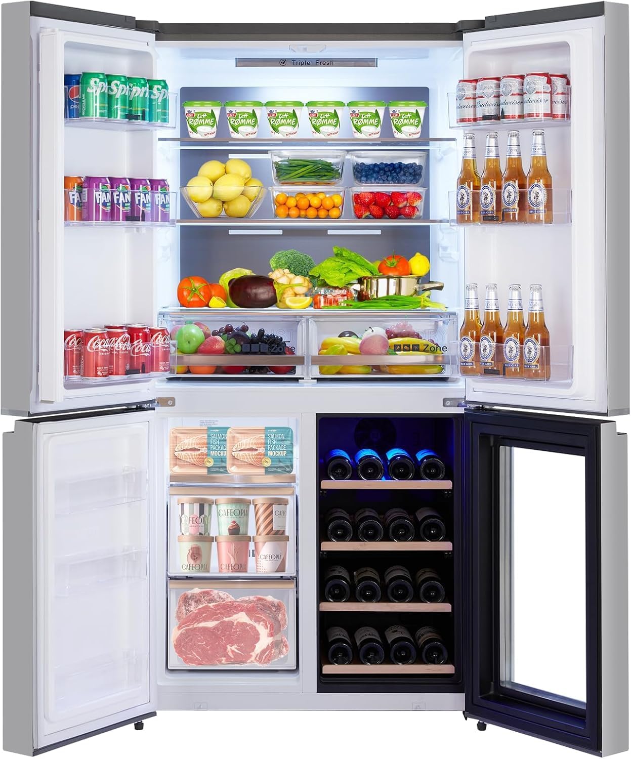 Refrigeradores de acero inoxidable de 21 pies cúbicos