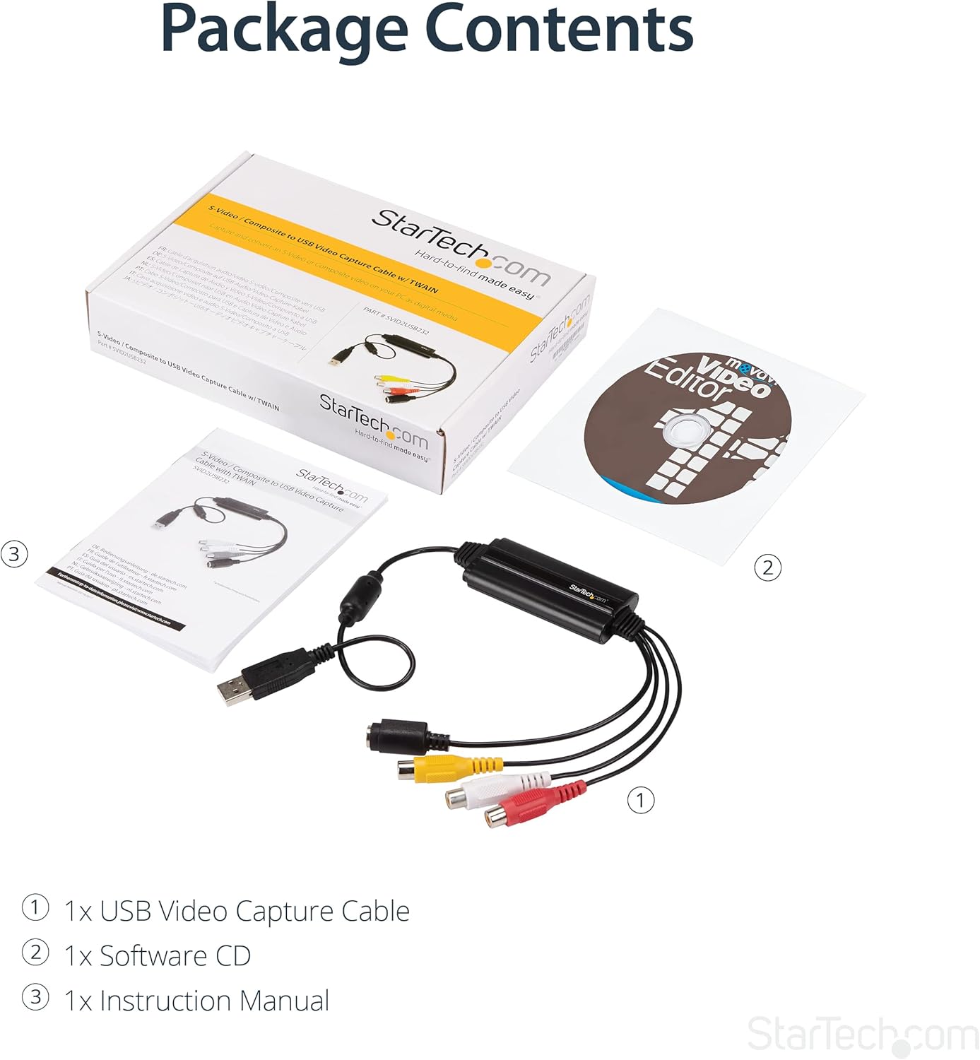 StarTech.com USB Video Capture Adapter Cable - S-Video/Composite to USB 2.0 SD Video Capture Device Cable - Twain Support