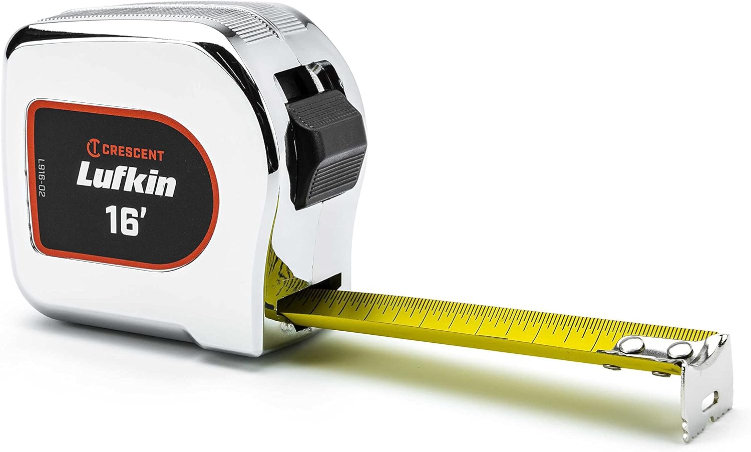 Crescent Lufkin 1" x 16' Chrome Case Yellow Clad Tape Measure - L916-02 4.9 m