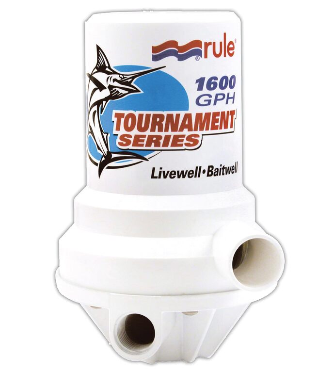 Rule 209FDP Marine 1600 Tournament Series Livewell Pump (1" NPT, Female-Dual Port),White One Size