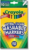 Crayola Ultra-Clean Washable Markers, Fine Line Multicolor, 10 Count 10 Count (Pack of 1)