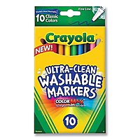 Crayola Ultra-Clean Washable Markers, Fine Line Multicolor, 10 Count 10 Count (Pack of 1)